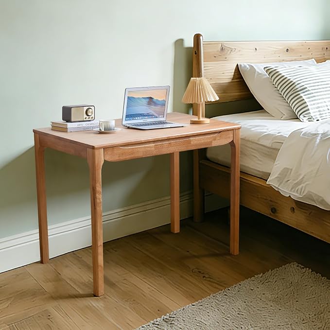 Widen Solid Wood Desk with Drawers,39"X24" Wood Writing Desk for Small Space,Student Computer PC Desks,Home Desks for Work,Gaming Study Desk for Bedroom Escritorios Desk Table (Natural, 39")