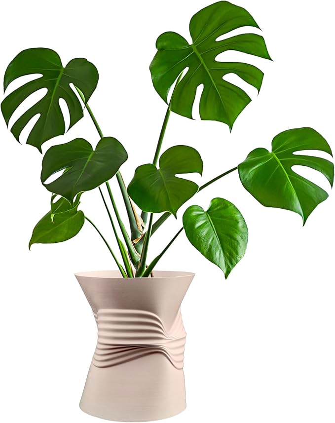 happimess USA2001A Brent MidCentury Modern Indoor Crushed Can Sustainability 3D Printed Planter with Drainage, Sand