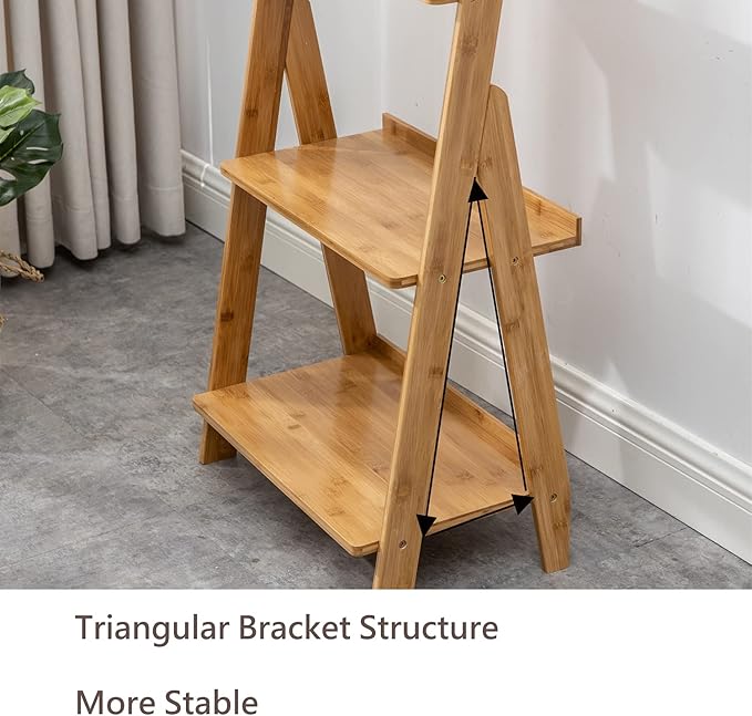 Ladder Shelf, 5-Tier Leaning Shelf, Free Standing Organizer Storage Shelves, Storage Rack Shelf for Office, Living Room, Nature