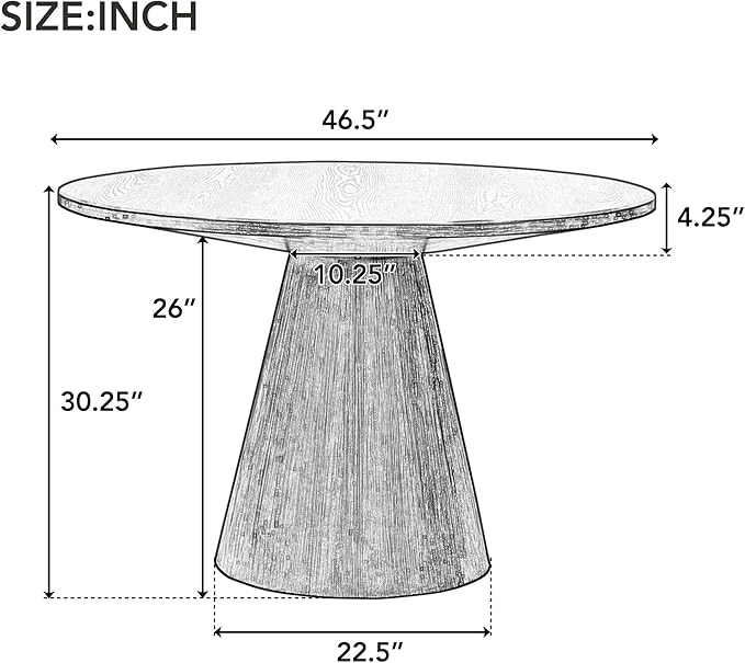 JUSTONE 46.5'' Retro Round Dining Table Minimalist Elegant Table for Living Room, Dining Room (White)
