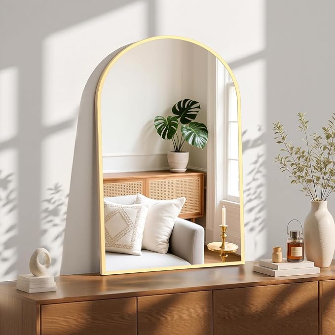 NEWBULIG Wall Mirror, Bathroom Mirror for Over Sink, Matte Metal Framed Vanity Mirror, Wall Decor for Bedroom, Tempered Glass