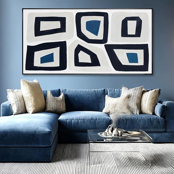 SOUGUAN Abstract Hand Painted Wall Art Contemporary Decorative Painting Simple Canvas Artwork 29"x58" Large Pictures for Dining Room Office