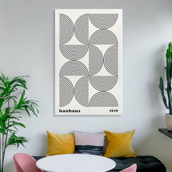 Bauhaus Poster,black And White Print,Abstract Art,Minimalist Canvas Wall Art Print Poster For Home School Office Decor Frame-style 20x30inch(50x75cm)