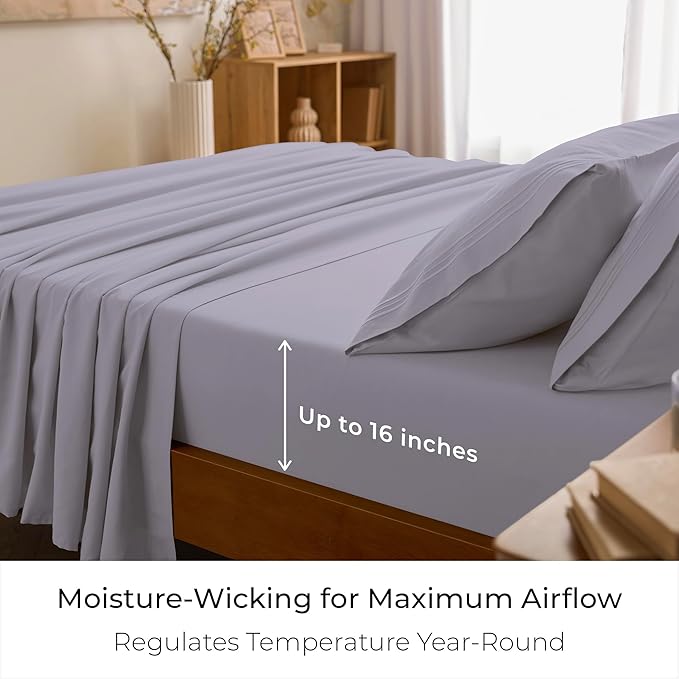 Mellanni Twin Sheets Set - 3 PC Iconic Collection Bedding - Hotel Luxury, Extra Soft, Cooling Bed Sheets - Wrinkle, Fade, Stain Resistant (Twin, Lavender)