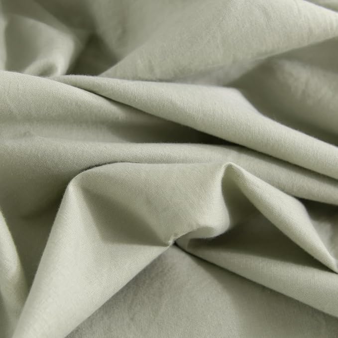 NEXHOME PRO Full Duvet Cover Set – 100% Certified Organic Cotton with Washed Feel & Linen-Like Texture, Comfortable & Breathable, Home Bedding Set Sage Green (No Comforter)
