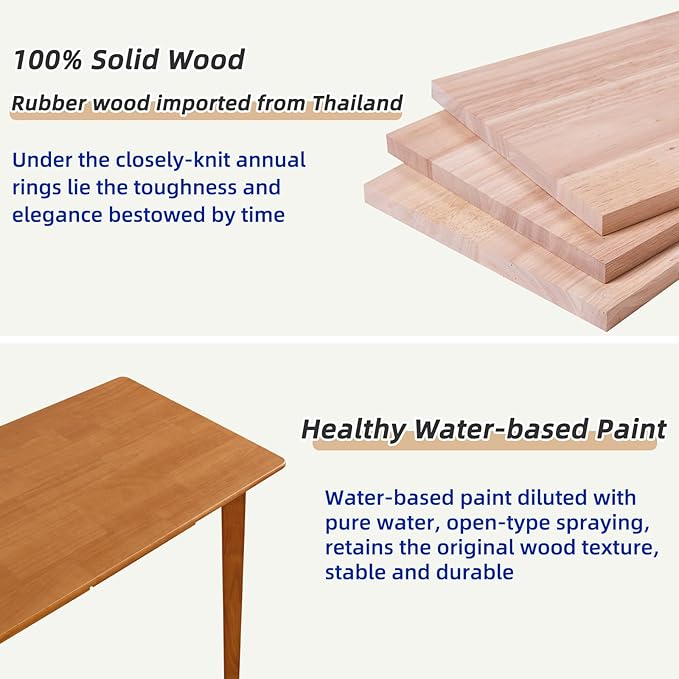 Aibiju Wooden Computer Desk with Drawer and Hanging Rod, Modern Minimalist Style PC Laptop Computer Workbench with Solid Wood, 47" Home Office Work Table, Cherry Wood Color YD-WD03N