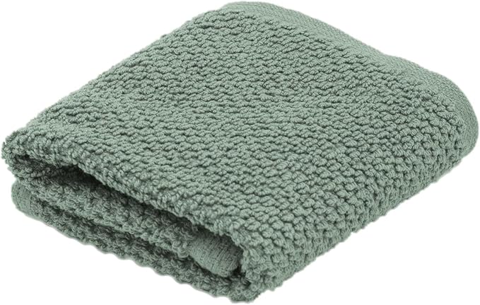 Great Bay Home Green Washcloth- 100% Cotton 13x13 Wash Cloth - Absorbent, Quick-Drying, Durable Face Towels for Bathroom Decor - Low-Twist, Two-Ply Fibers (Eucalyptus).