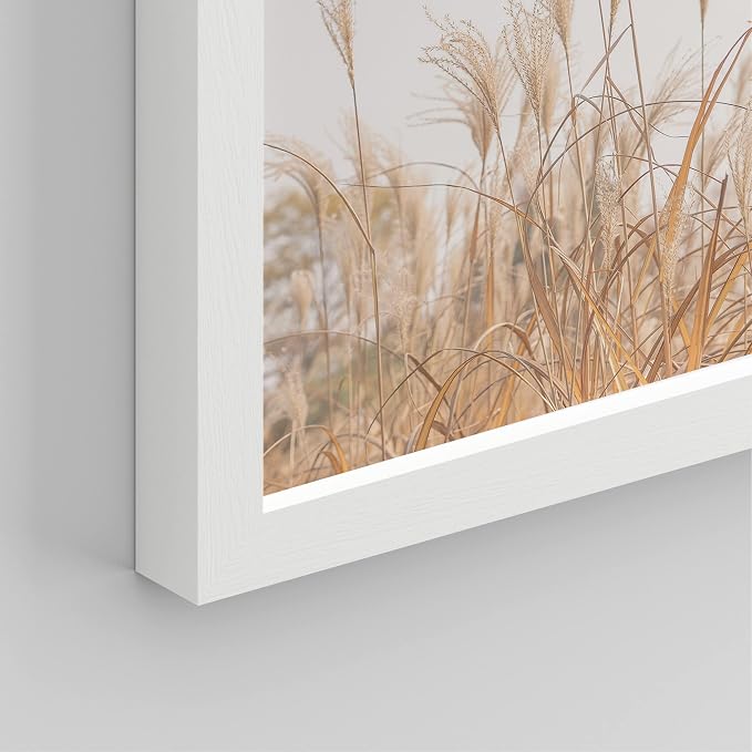 SIGNWIN Framed White Pampas Grass Beach Ocean Shore Horizon Wall Art, Set of 4 Landscape Colorful Wall Decor Prints, Nature Wilderness Wall Décor for Living Room, Bedroom - 11"x14" White