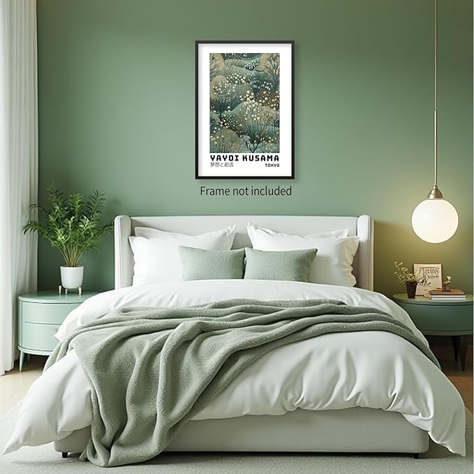 Yayoi Kusama Inspired Poster Japanese Botanical Wall Art Abstract Yayoi Kusama Print Modern Ukiyo-e Japanese Gallery Wall Decor 16x24in Unframed for Home Bedroom Decorations