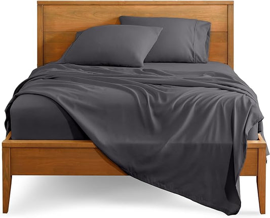 Bare Home California King Sheet Set - 1800 Ultra-Soft Microfiber Cal King Bed Sheets - Double Brushed - Deep Pockets - Easy Fit - 4 Piece Set - Bed Sheets (California King, Forged Iron Grey)