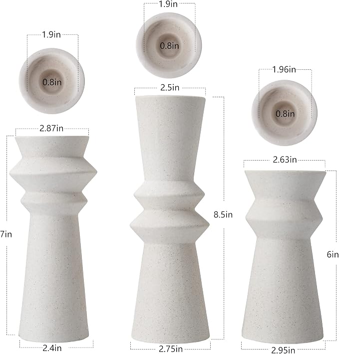 Set of 3 Ceramic Candle Holders,Minimalist Style, Candle Burning Display Holder,for for Home Decorations, Wedding Parties, Festival Celebrations.