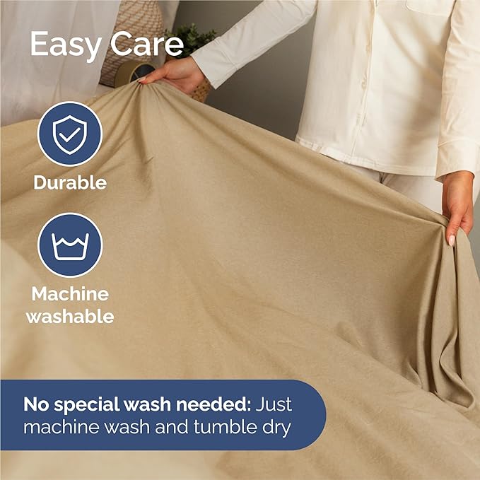 King Size 4 Piece Sheet Set - Comfy Breathable & Cooling Sheets - Hotel Luxury Bed Sheets for Women & Men - Deep Pockets, Easy-Fit, Soft & Wrinkle Free Sheets - Heathered Tan Oeko-Tex Bed Sheet Set