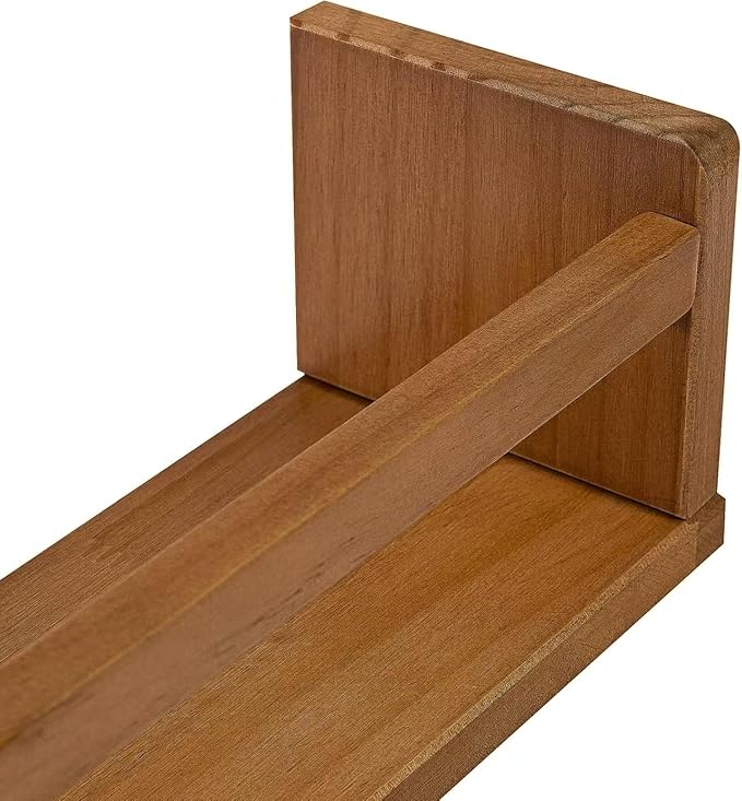 AZSKY Nursery Shelves Light Walnut Floating Book Shelf Organizer for Baby Nursery Décor Wall Book Shelves for Kids Room 24 Inch Wood Wall Ledge Shelves for Bathroom Kitchen Spice Rack a Set of 3