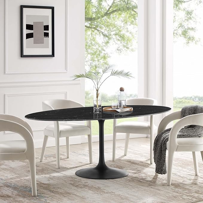 Modway Lippa Oval Artificial Marble 78" Dining Table