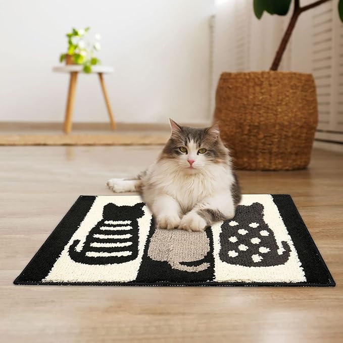 Hi Space Cat Bathroom Rugs 25.6x18IN Kitty Bath Mat for Bathroom Non Slip Machine Washable Soft Microfiber Absorbent Cute Bath Rug Plush for Tub Shower Sink Fluffy Home Decor Accessories