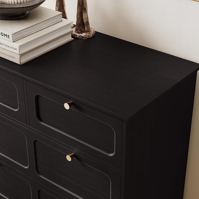 ARTPOWER 5 Drawers Dresser for Bedroom, 40" Tall Wood Mid Century Modern Chest of Drawers, Closet Clothes Storage Organizer for Living Room, Hallway, Entryway, Black