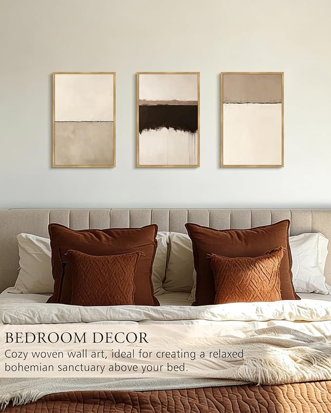 KUVIOKE Abstract Framed Wall Art Minimalist Beige Gray Pastel Watercolor Wall Decor Modern Illustration Neutral Art Painting Home Decor 16x24in (Natural Framed)