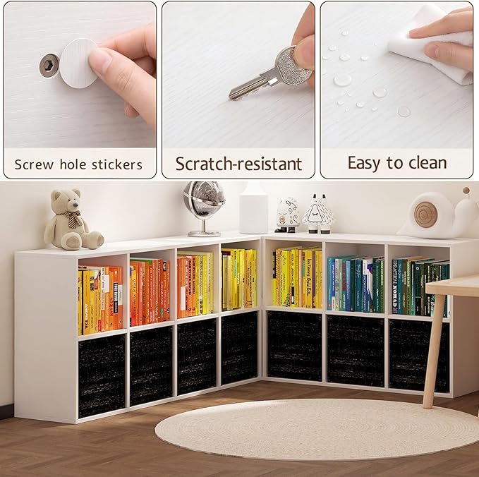 Wooden 8 Cube Storage Organizer with Closed Back Panel,White Cube Shelf Cubby Storage Organizer with Compartments for Living,Bookshelf, Easy to Install (White, 8 Cube-11in)