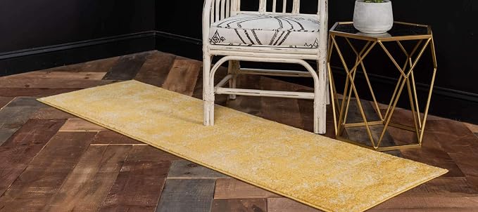 Unique Loom Bromley Collection Area Rug - Wells (2' x 13' 1" Runner, Yellow/ Ivory)