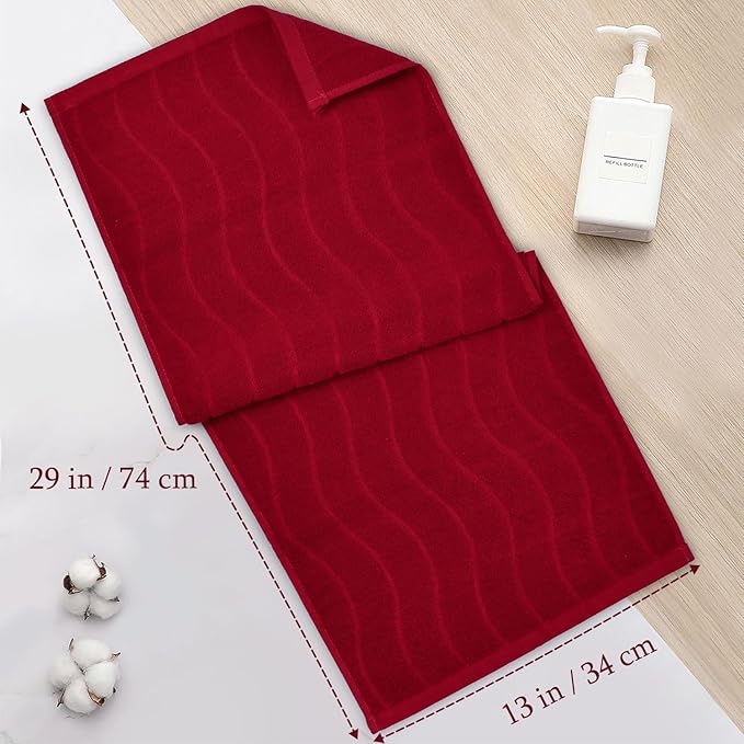 2-Piece Hand Towels for Bathroom in Red, Super Soft Decorative Valentines Hand Towel Set, Wavy Jacquard, Small Size 13x29 Inches