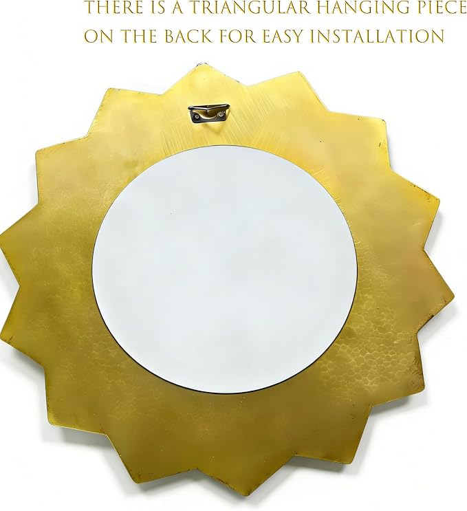 Vintage Gold Round Sunburst Mirror,with Exquisite Relief Elegant Wall Decor,Resin Decorative Mirrors Suitable for Gallery Living Rooms(Gold 12")
