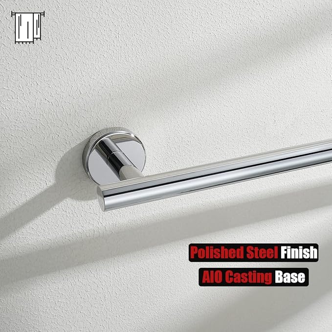 JQK Chrome Towel Bar, 15 Inch 304 Stainless Steel Thicken 0.8mm Towel Rack Bathroom, Towel Holder Polished Finished Wall Mount, Useable Length 12 Inch, TB110L12-CH