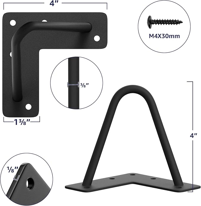 SMARTSTANDARD 4 Inch Heavy Duty Hairpin Furniture Legs, Metal Home DIY Projects for TV Stand, Sofa, Cabinet, etc with Rubber Floor Protectors Black 4PCS