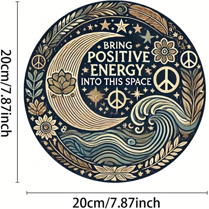 1pc Positive Energy Iron Wall Art, 7.8 Inch Aluminum Foil Carved Decorative Sign for Home, Restaurant, Bar, Cafe, Courtyard, Garage - Mindful Decor