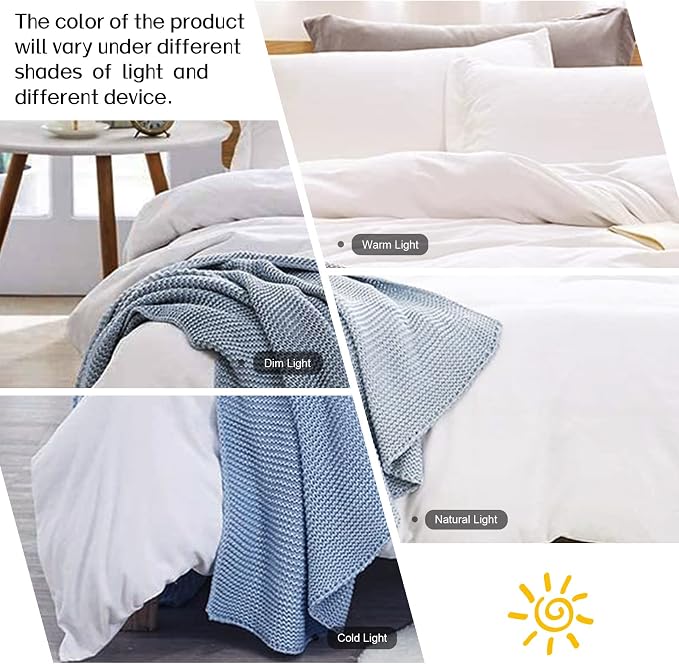 Dreaming Wapiti Duvet Cover King,Washed Microfiber King Size Duvet Cover Set,Solid Color - Soft and Breathable with Zipper Closure & Corner Ties (White, King)