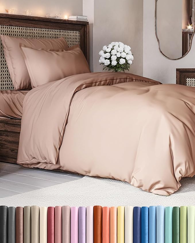 Duvet Cover Twin/Twin XL Size - Extra Soft Twin/Twin XL Size Duvet Cover - Lightweight & Breathable & Fade Free with Zipper Closures and Ties - 68" x 90" Inches - (Mauve) Comforter Not Included