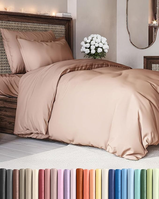 Duvet Cover Twin/Twin XL Size - Extra Soft Twin/Twin XL Size Duvet Cover - Lightweight & Breathable & Fade Free with Zipper Closures and Ties - 68" x 90" Inches - (Mauve) Comforter Not Included
