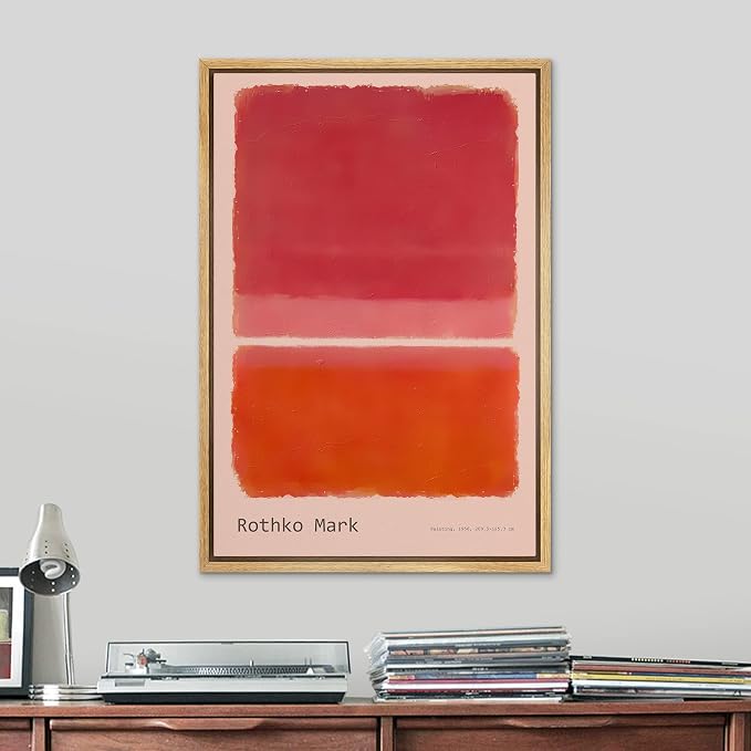 SIGNLEADER Framed Canvas Print Wall Art Multicolor Geometric Mid-Century Color Blocks Abstract Shapes Illustration Modern Art Decorative Nordic for Living Room, Bedroom, Office - 24"x36" Natural
