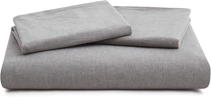 LOVQUE Light Grey Cotton Duvet Cover King Size, Linen Like Natural Bedding Set with Zipper Closure (No Comforter), 104x90 Inches