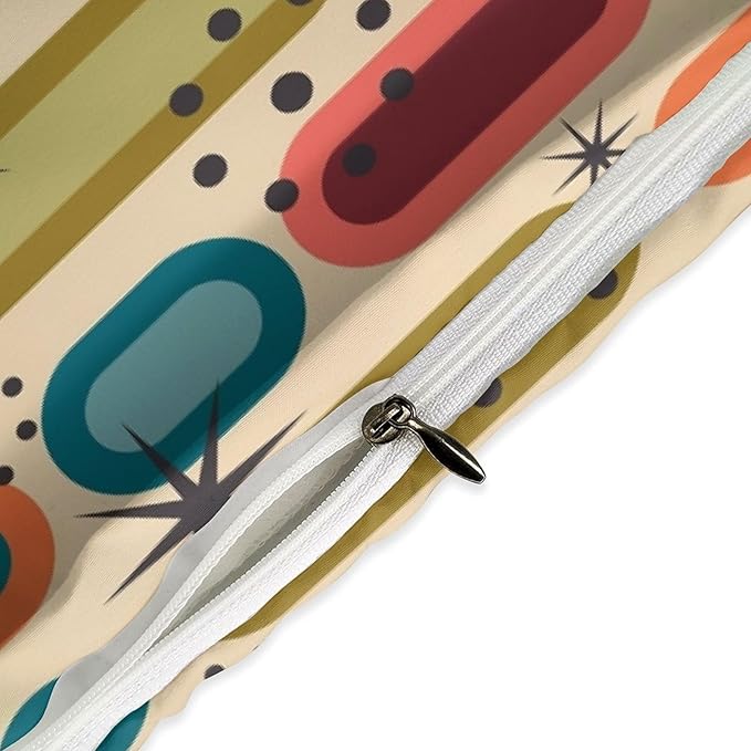 Colorful Aesthetic Comforter Cover Geometry Bed Set, Retro Atomic Duvet Cover，Modern Mid Century Bedding Sets，Aesthetic Abstract Art Bedding 3 Piece (1 Duvet Cover 86"x70" + 2 Pillow Sham 20"x30")