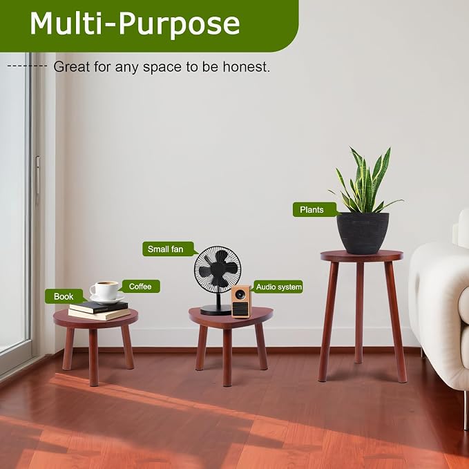 Eocogup Plant Stand Indoor,2 Pack Single Plant Tables Indoor,Planter Stand,Multi-purpose Plant Shelf for Living Room Balcony Garden Patio Office,Walnut