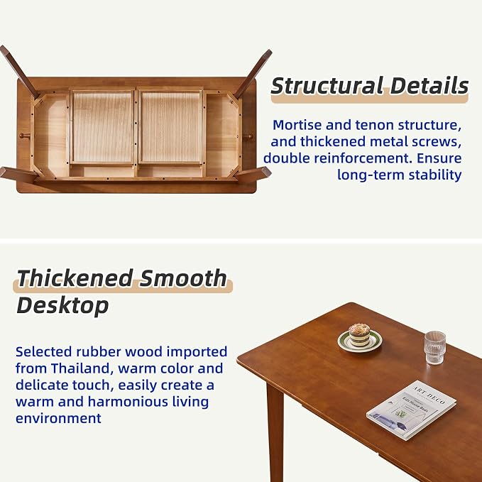 Aibiju Solid Wood Desk with Drawers, 47inch Computer Desk for Modern Minimalist Style, Gaming Study Home Office Desks for Work, Student PC Desk for Bedroom Brown YD-WD03H