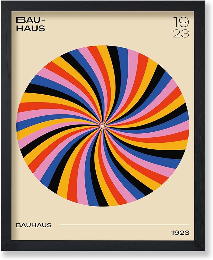 Poster Master Bauhaus Poster - Spiral Colors Print - Geometric ART - Abstract ART - Psychedelic Style - Chic Boho - Mid Century Modern - Living Room or Bedroom Decor - 8x10 UNFRAMED Wall Decor