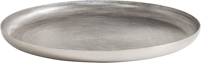 Kate and Laurel Stovring Round Modern Decorative Tray; 17 Inch Diameter; Silver; Contemporary Decor Tray for Serving; Storage; and Display