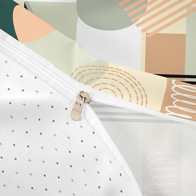 Erosebridal Green Abstract Duvet Cover King Size for Kids Teens Girls | Colorful Geometric Comforter Cover Minimalist Circle Modern Bedding Set Boho Contemporary Aesthetic Bed Set