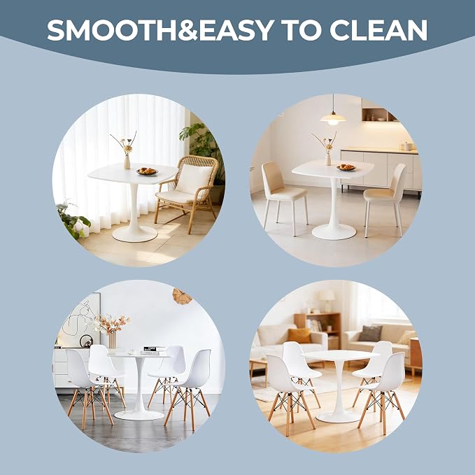 31.5" White Square Dining Table, Mid Century Tulip Table for 2-4 People,Kitchen Dining Table with MDF Tabletop and Pedestal Base