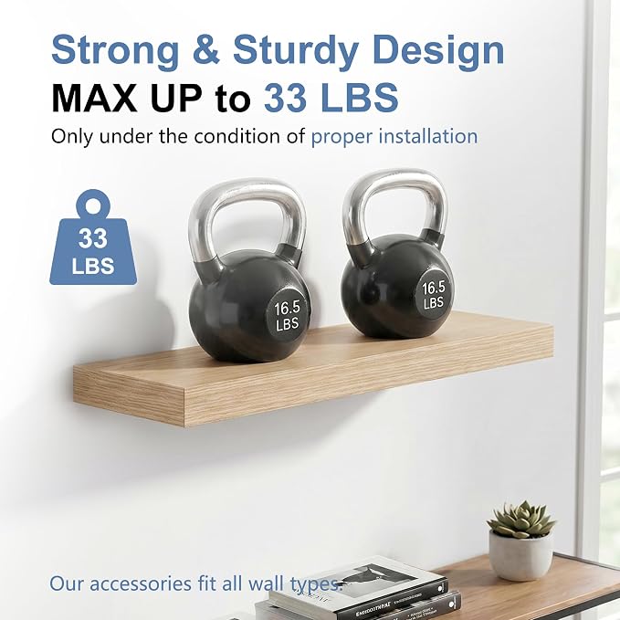 Floating Shelves for Wall, Bathroom Shelves Over Toilet, Wall Shelves & Book Shelf for Room, Hanging Shelf, Modern Wooden Mounted Floating Shelves, 24x7x1.5 in (Oak, Set of 3)