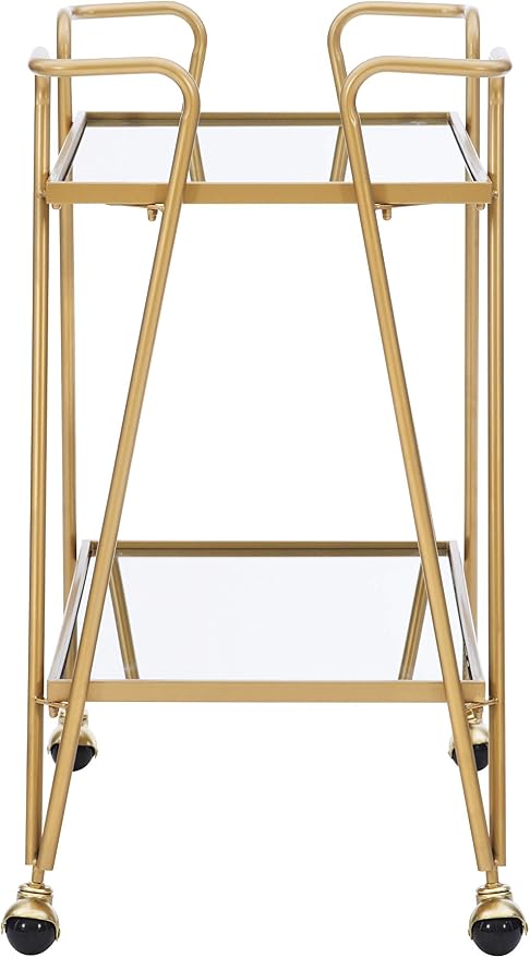 Linon Gina Mid-Century Bar Cart, Gold