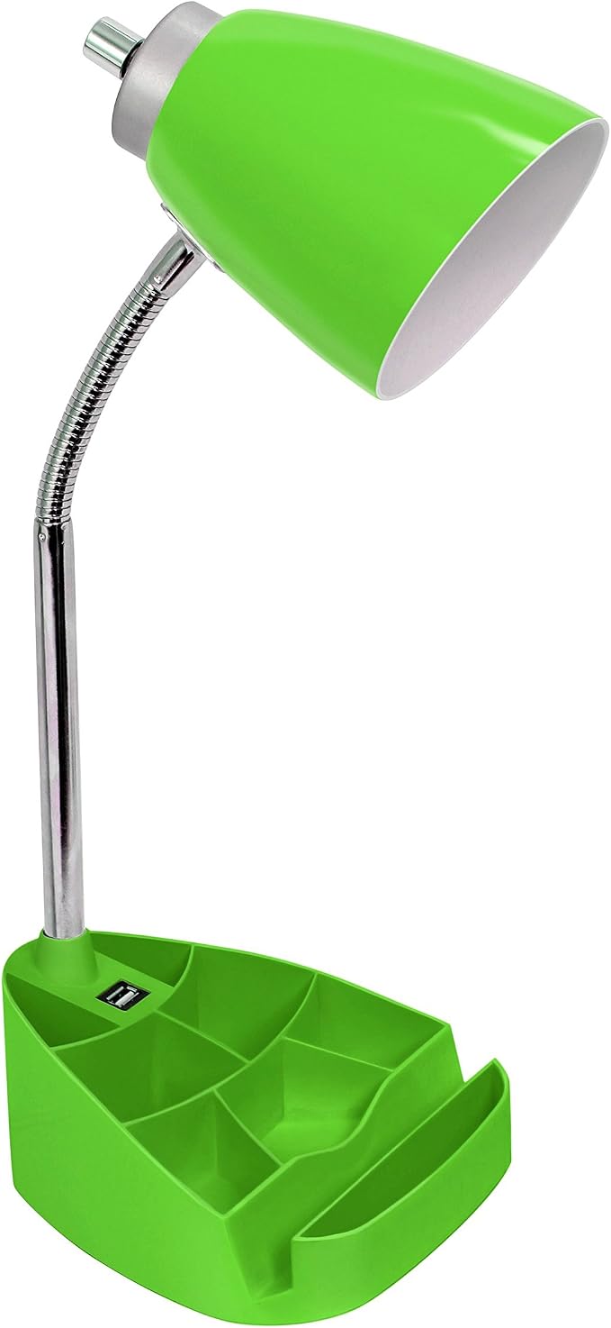 Limelights LD1056-GRN Desk Lamp Organizer with iPad Tablet Book Stand and USB Charging Port, Green