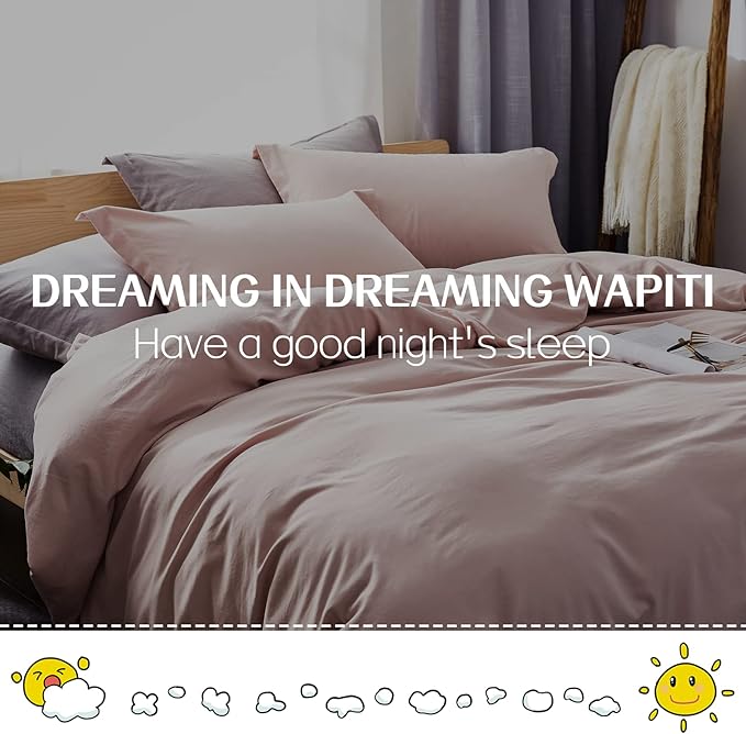 Dreaming Wapiti Duvet Cover Full,Washed Microfiber Pink Full Size Duvet Cover Set,Solid Color - Soft and Breathable with Zipper Closure & Corner Ties (Pink Mocha,Full)