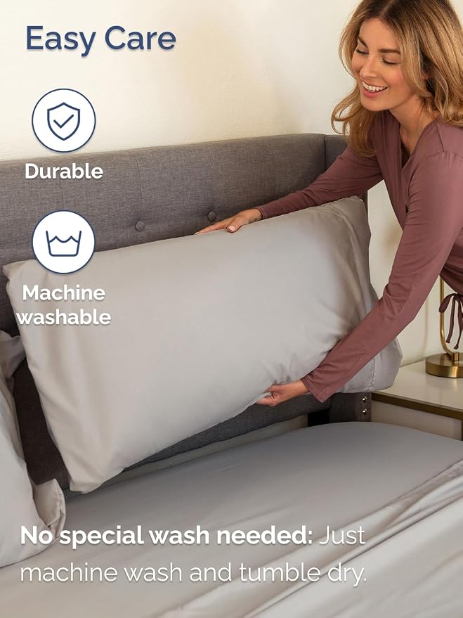 Extra Deep Twin Sheet Set - 4 Piece Breathable and Cooling Sheets - Hotel Luxury Bedding for Women, Men, Kids & Teens - Easy & Secure Fit - Soft, Wrinkle Free & Comfy - Extra Deep Pockets - Light Grey