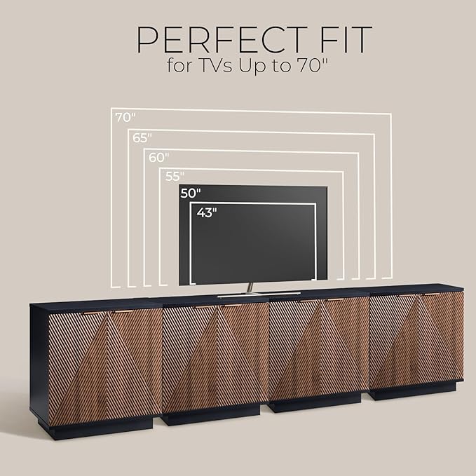 Walsham Buffet Cabinet Sideboard, 126" Fluted Accent Storage Cabinet with Doors and Shelves, Credenza Cupboard Console for Living Room Kitchen Hallway, Walnut