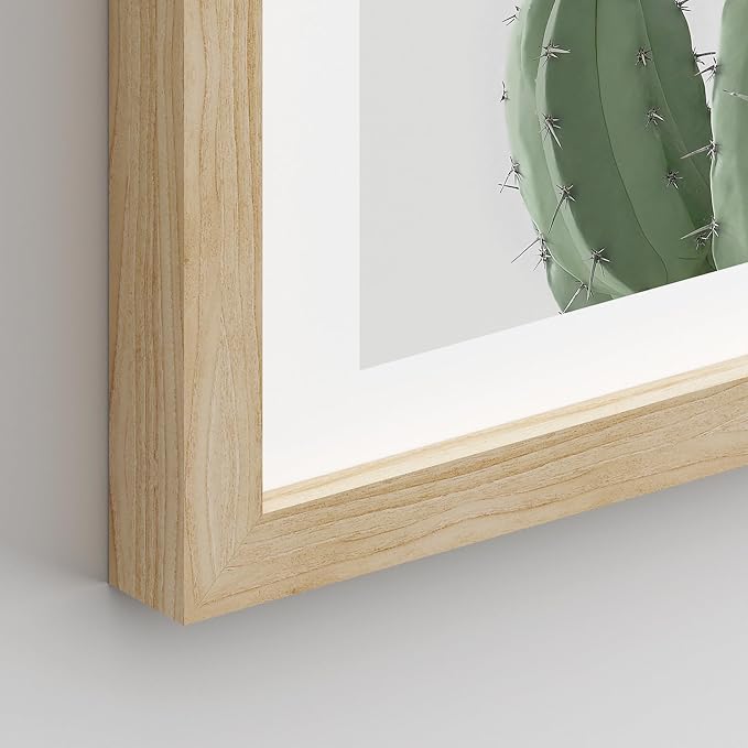SIGNWIN Framed Green Cactus Snake Plant Wall Art, Set of 4 Collage Desert Landscape Wall Decor Prints, Nature Wilderness Wall Décor for Living Room, Bedroom - 8"x10" Natural