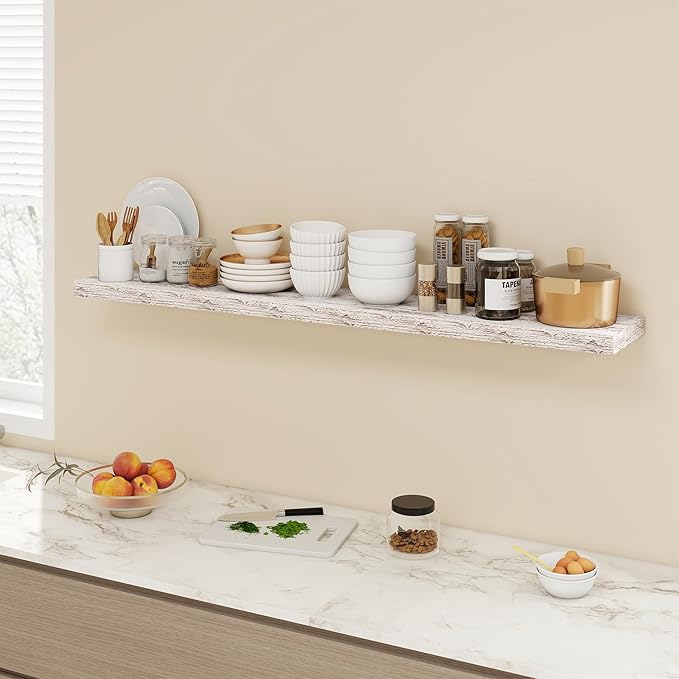 55 Inch Floating Shelves, 9.3" Deep Floating Shelf Wall Mounted, 55" Wall Shelves, Rustic Deep Bookshelf, Large Display Shelves & Storage Shelves for Bedroom, Living Room, Rustic, Set of 1