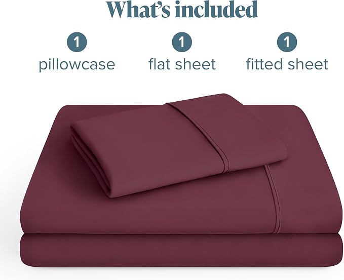 Bare Home Twin XL Sheet Set - 1800 Ultra-Soft Microfiber Twin Extra Long Bed Sheets - Double Brushed - Deep Pockets - Easy Fit - 3 Piece Set - Bedding Sheets & Pillowcases (Twin XL, Burgundy)