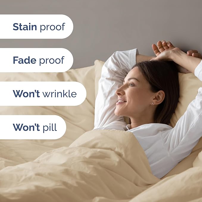 Duvet Cover Full Size - Extra Soft Full Size Duvet Cover - Lightweight, Breathable & Cozy - Easy Care & Fade Free with Zipper Closures & Ties - 80" x 90" Inches - (Cream) Comforter Not Included